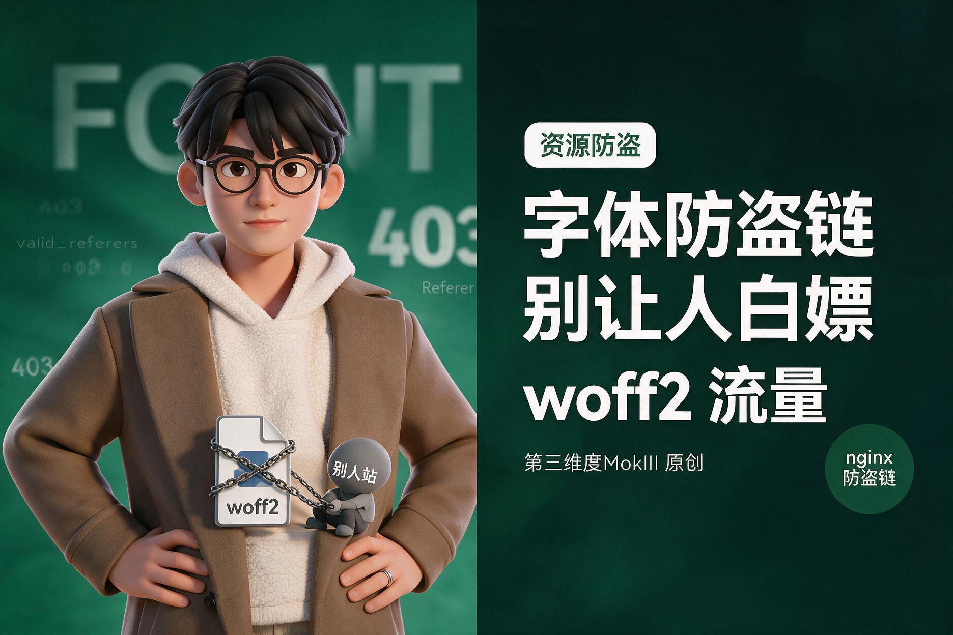 字体防盗链:别让别人白嫖你的 woff2 流量-第三维度MokIII