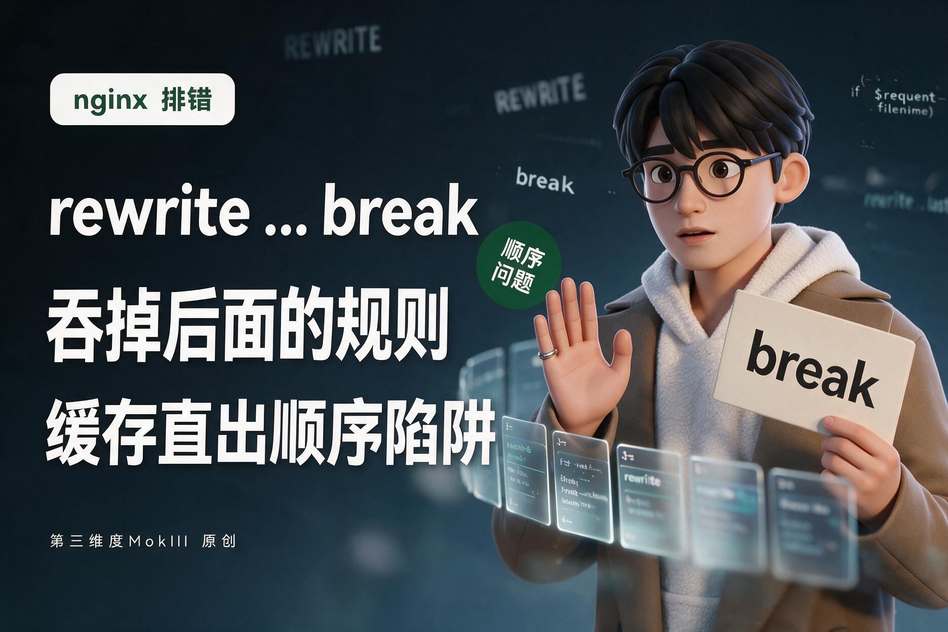 nginx 的 rewrite ... break 会吞掉后面的规则:一次缓存直出引发的顺序陷阱-第三维度MokIII